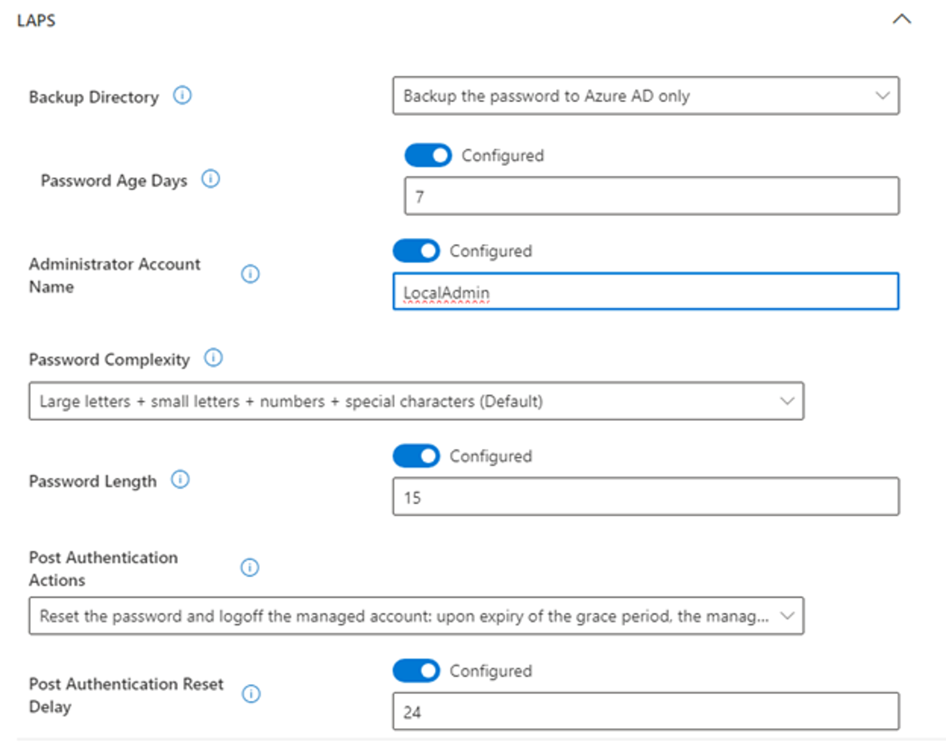 Intune LAPS Configurations