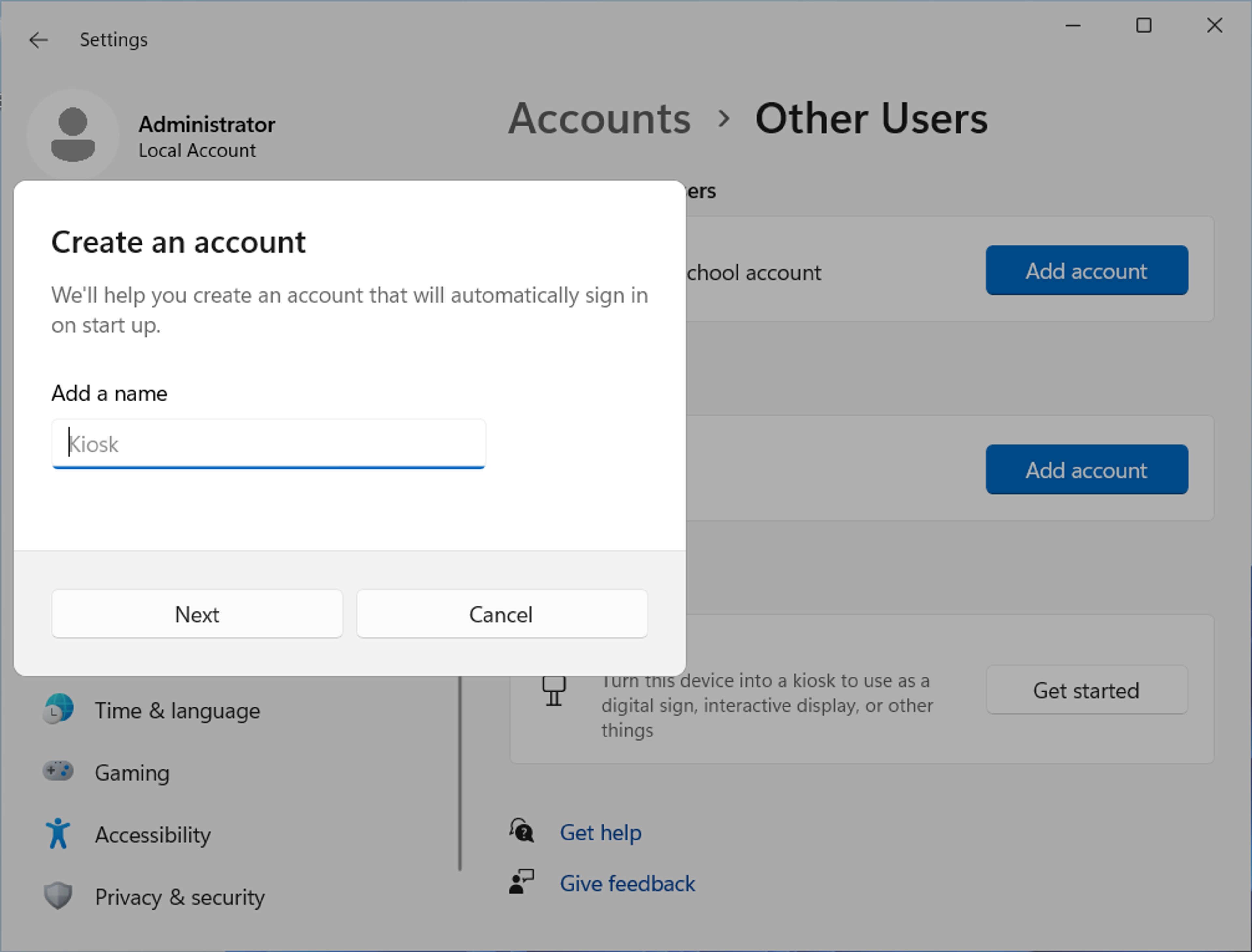Set up Windows Kiosk Mode screenshot 4