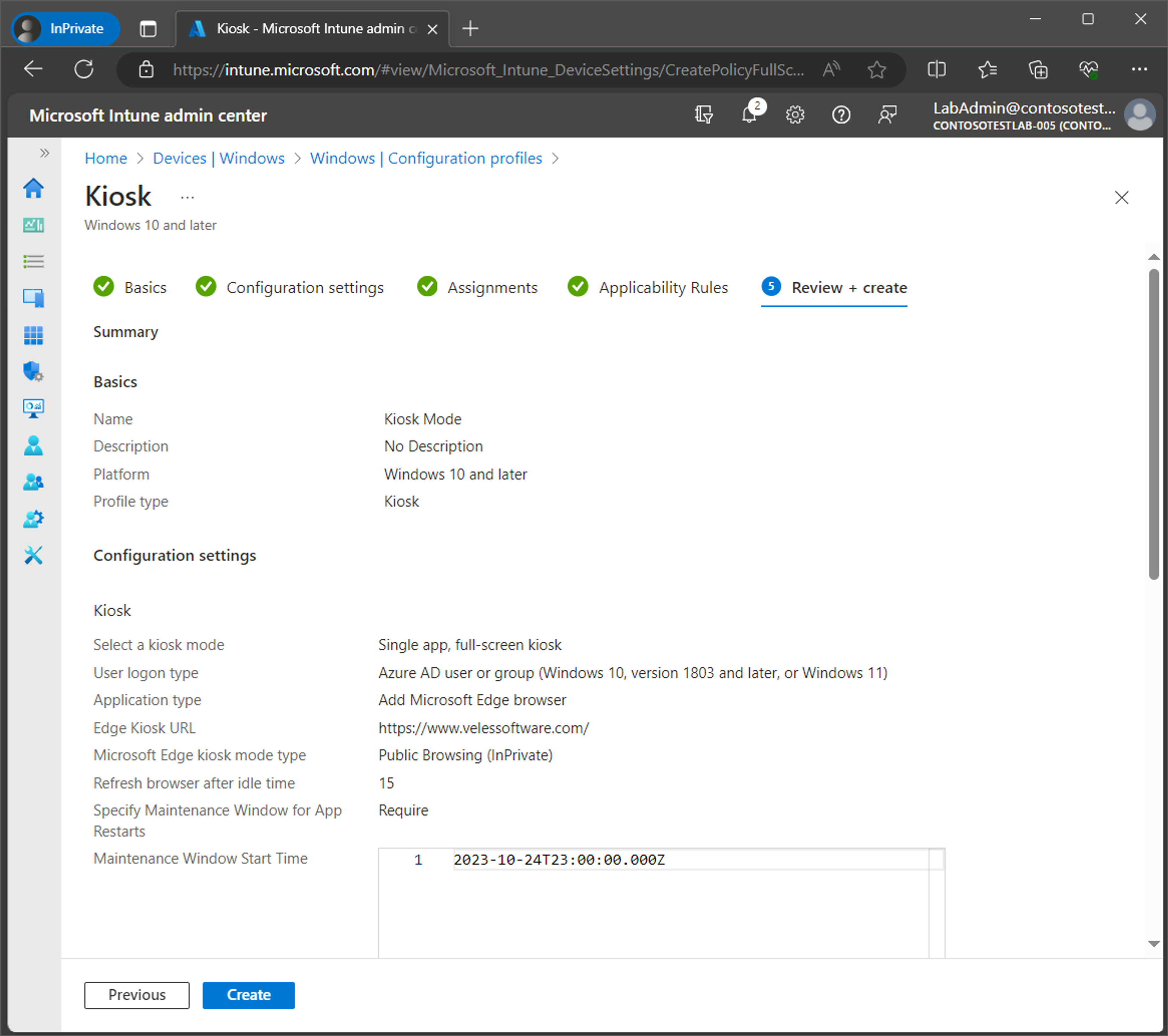 Set up Windows Kiosk Mode with Intune screenshot 22