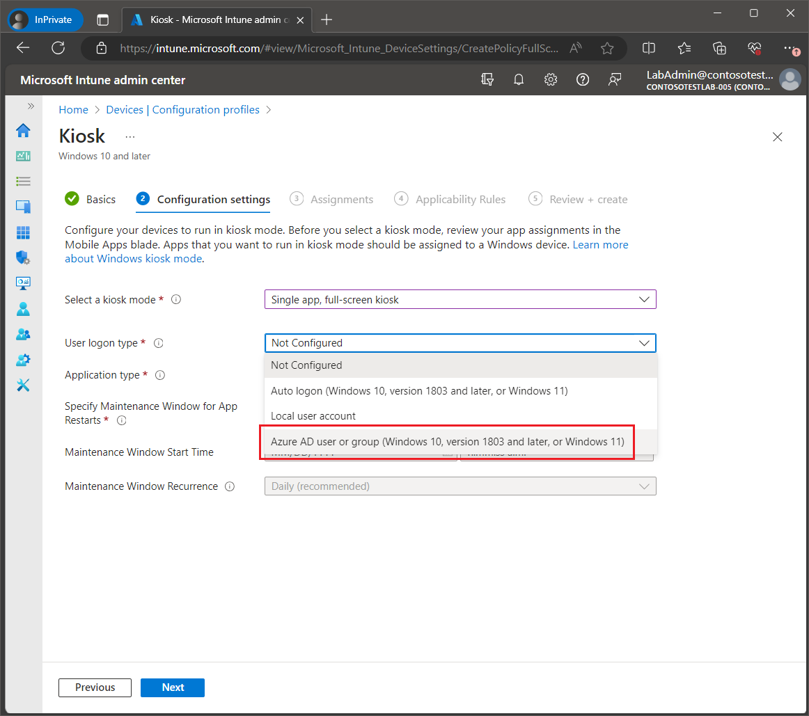 Set up Windows Kiosk Mode with Intune screenshot 10