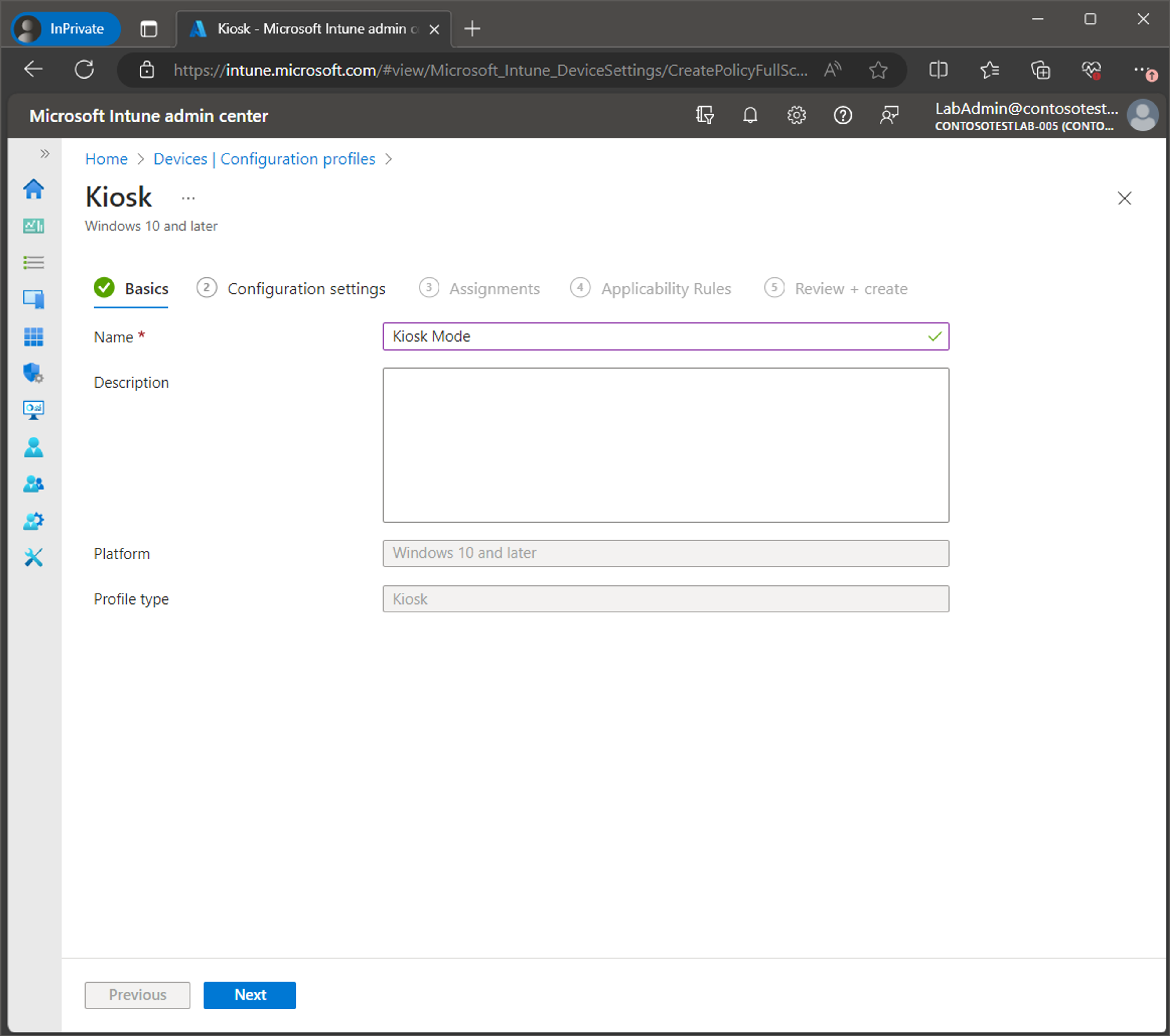 Set up Windows Kiosk Mode with Intune screenshot 8