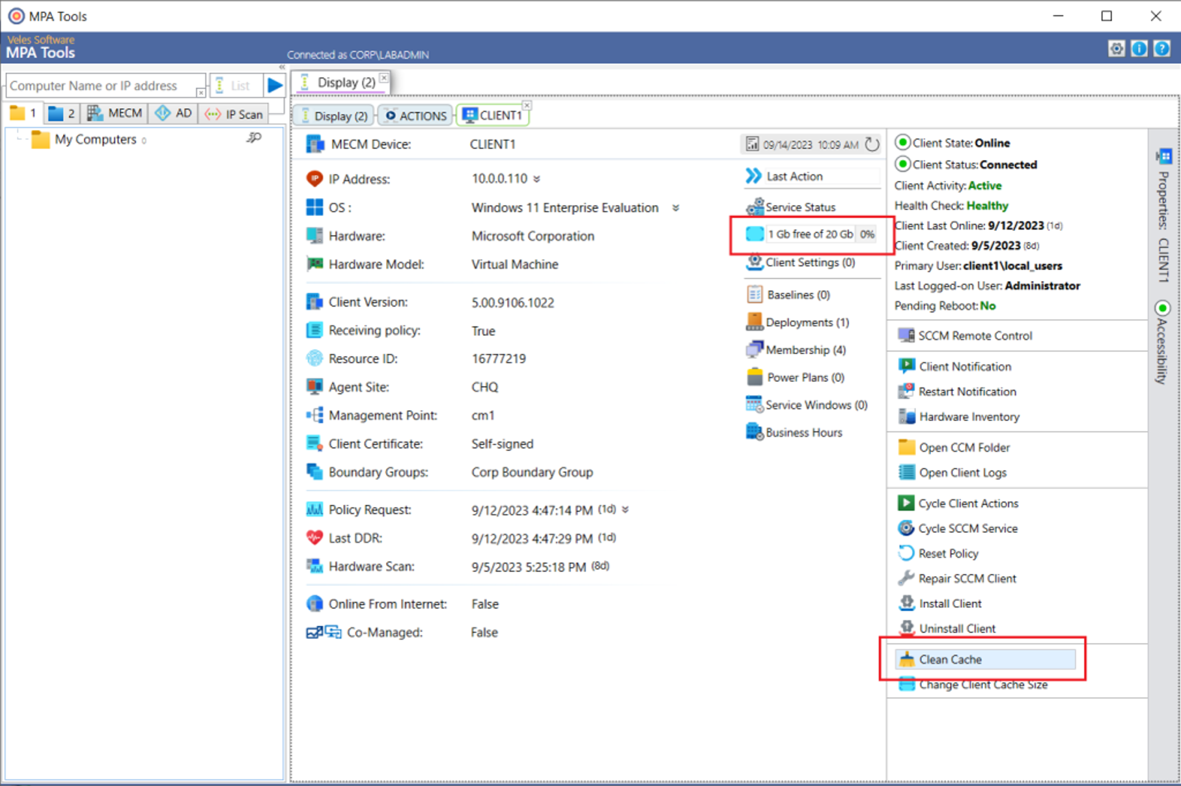 SCCM Clear Client Cache screenshot 2