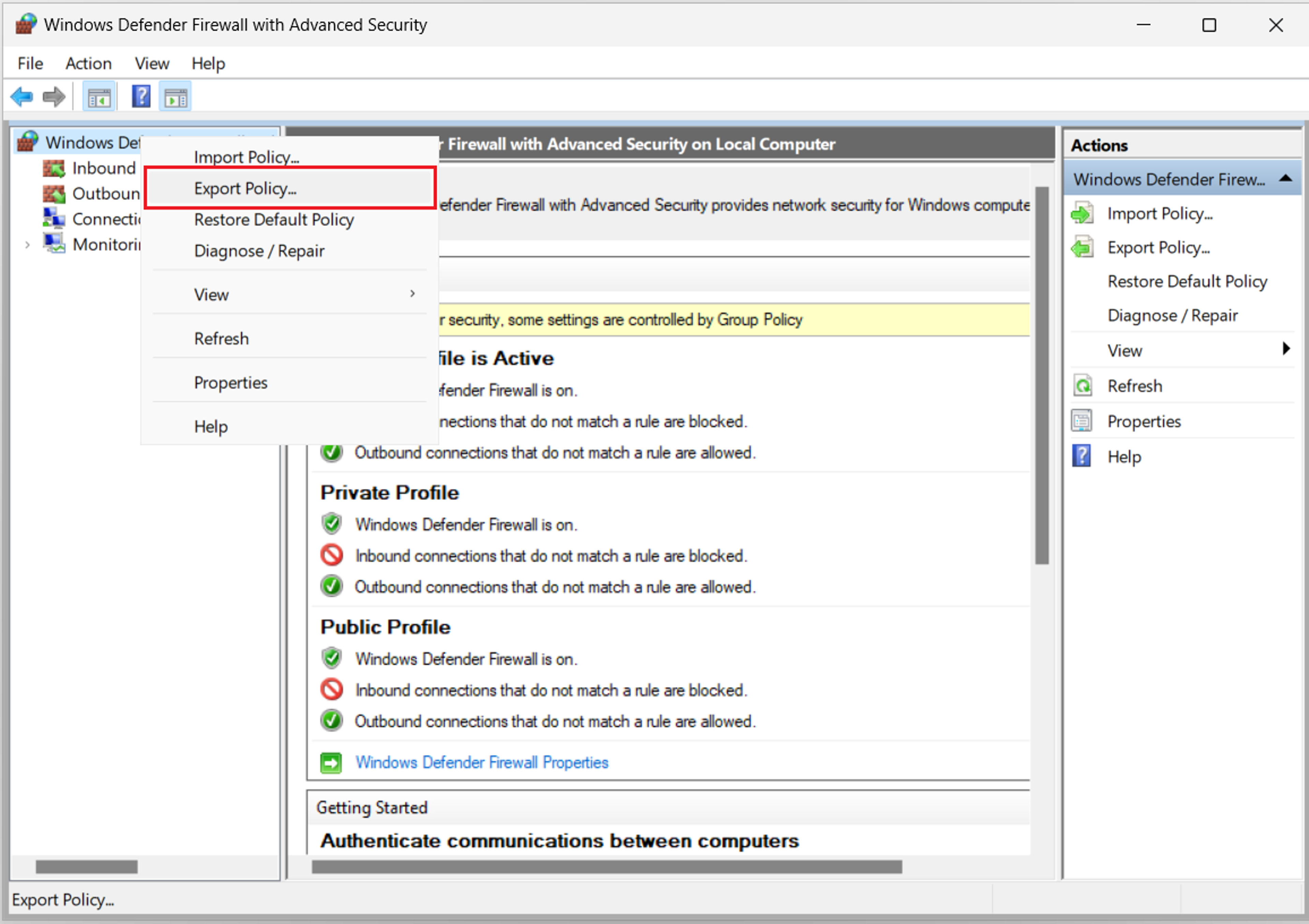 Enable Windows Firewall Rules with Group Policy screenshot 1