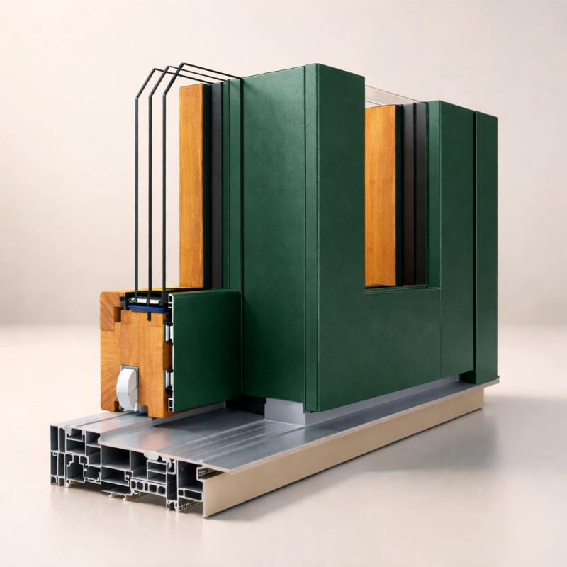 Kafelka okna przesuwnego drewniano-aluminiowego