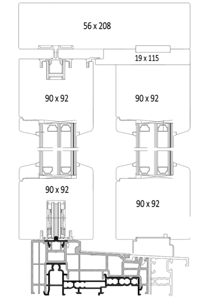 Okno przesuwne HS 78mm przekrój