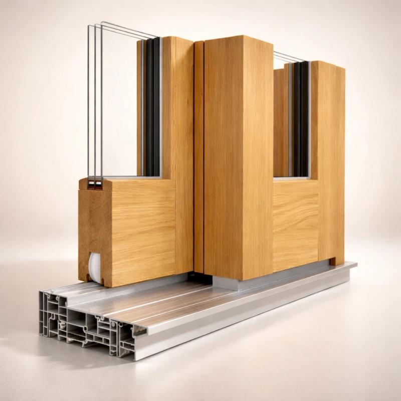 Kafelka okna przesuwnego drewnianego