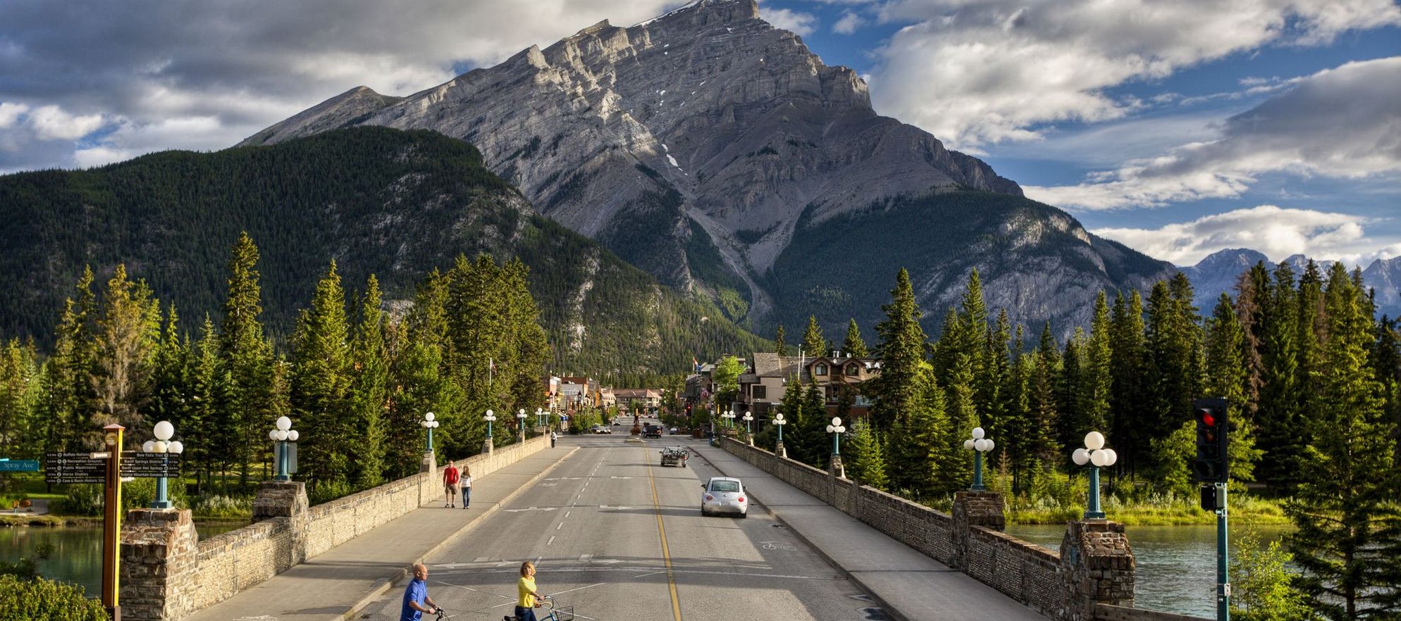 Town of Banff boulevard view of Mt. Rundle