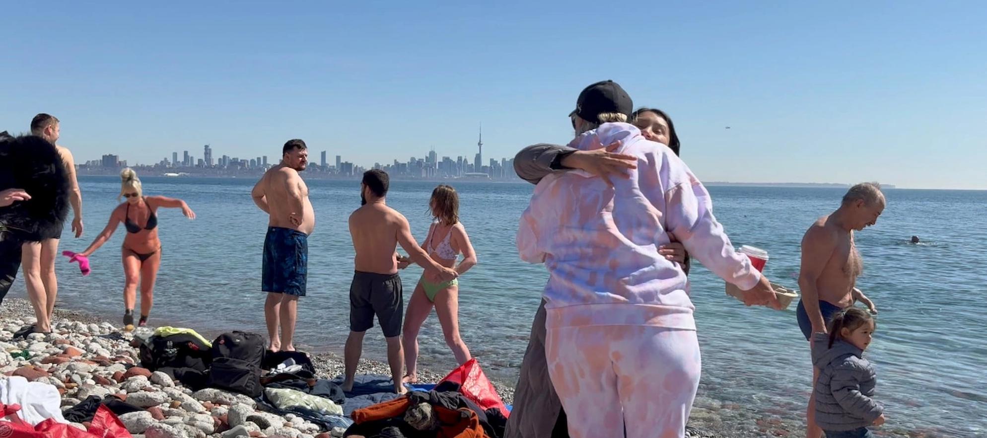 Still (composite) from the video A Clean Place to Swim (Ukrainians), 27 mins