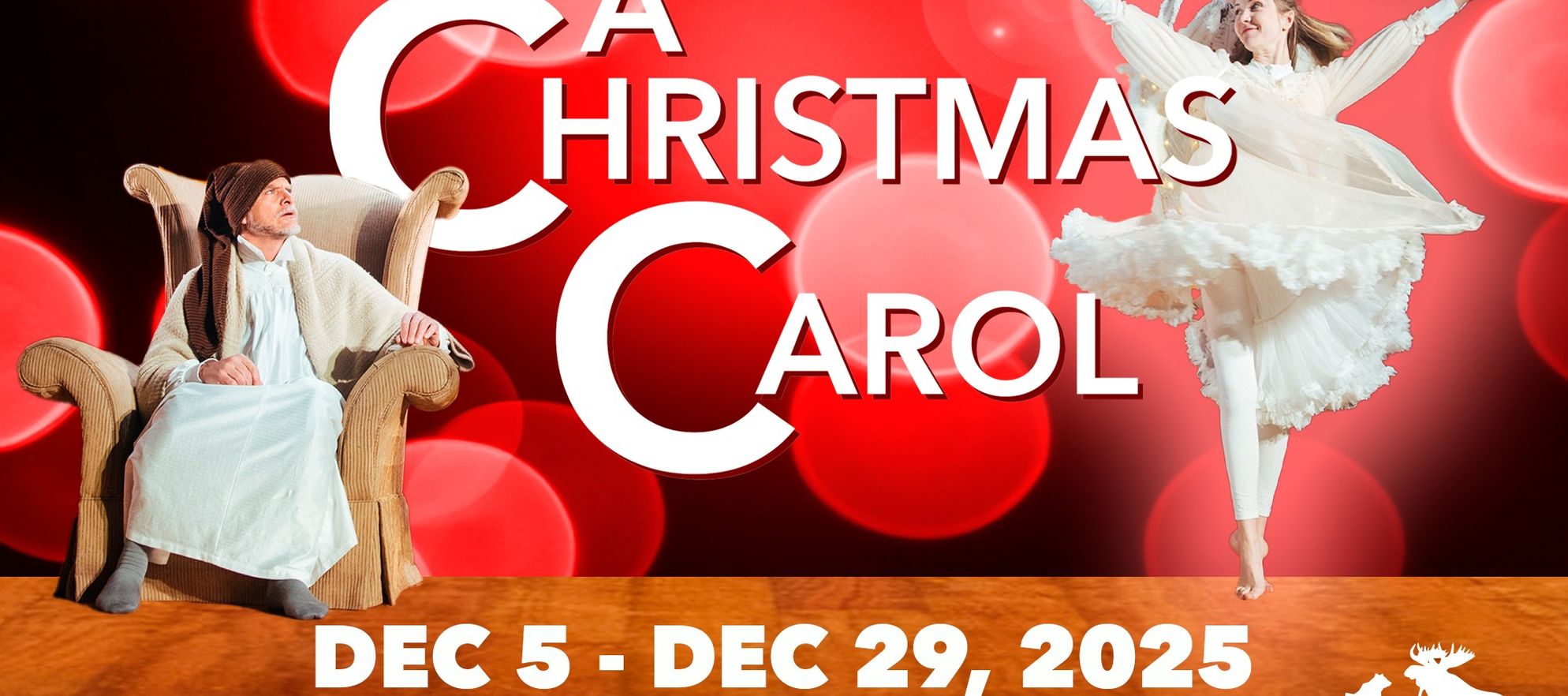 Scrooge Sits In A Chair Looking Up At The Ghost of Christmas Past and the words A CHRISTMAS CAROL are also seen