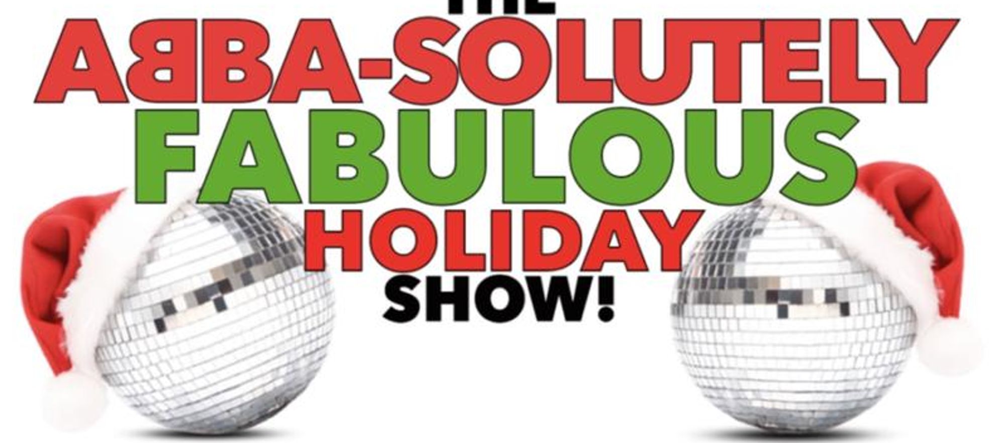 Two disco balls on either side of the title