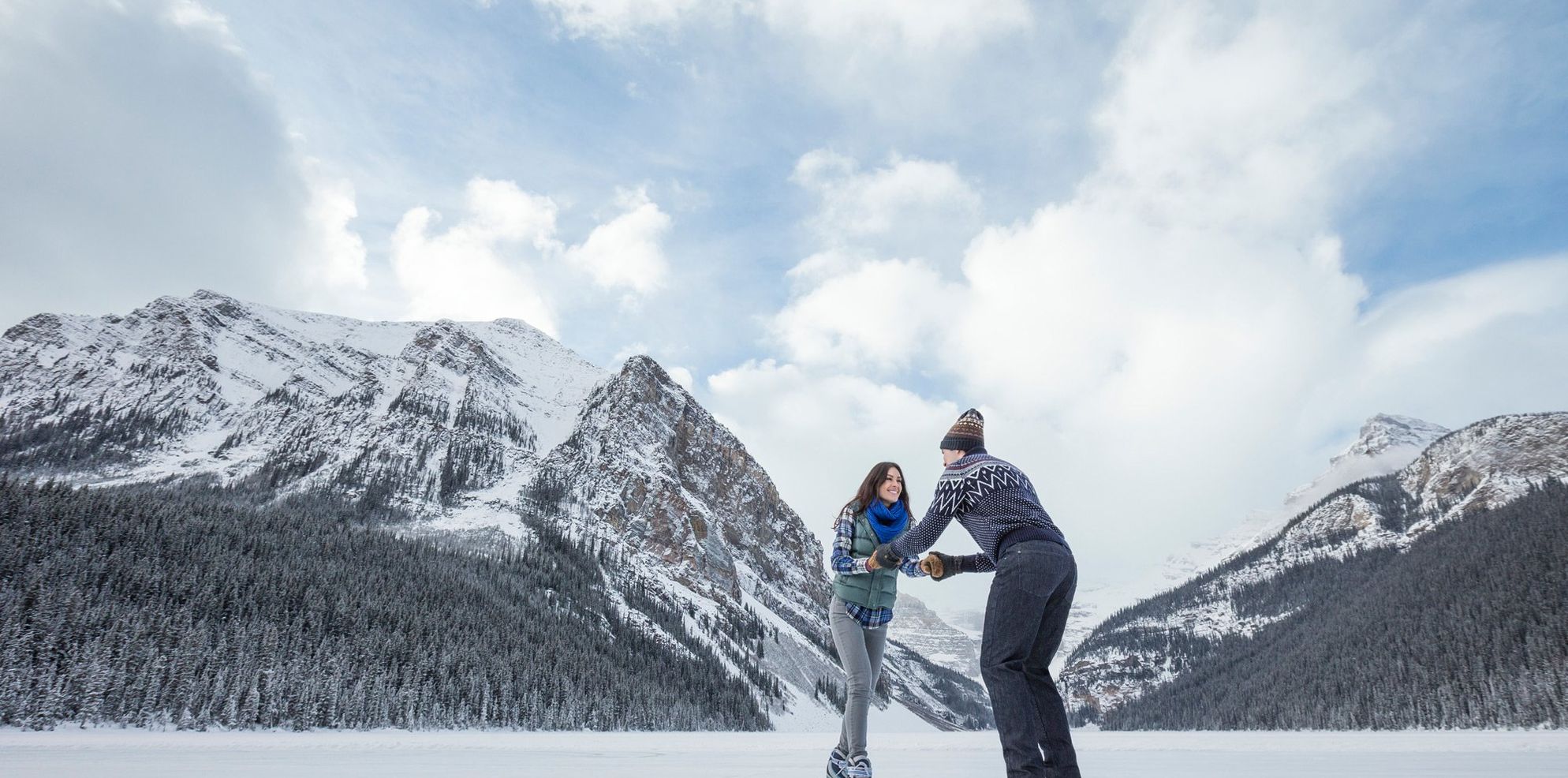Ice Skating on Lake Louise, Banff National Park, AB