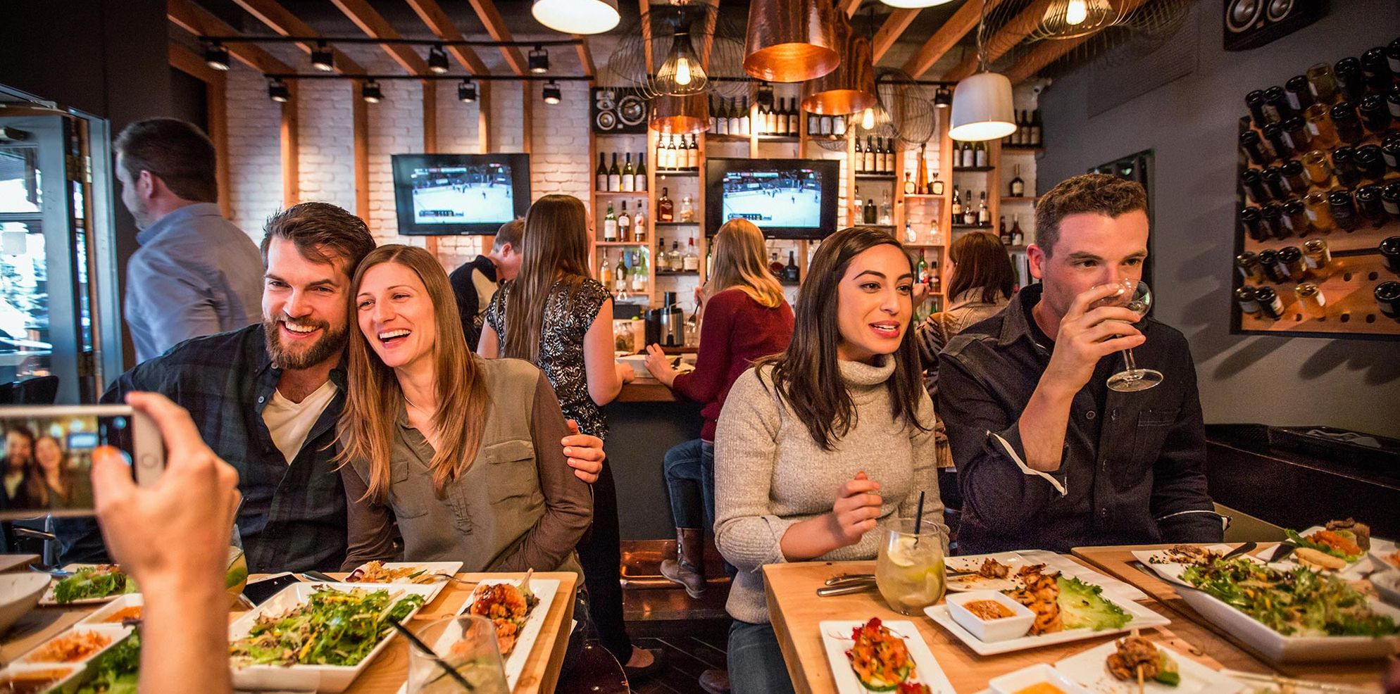 People enjoy their meals at Block in Banff National Park.