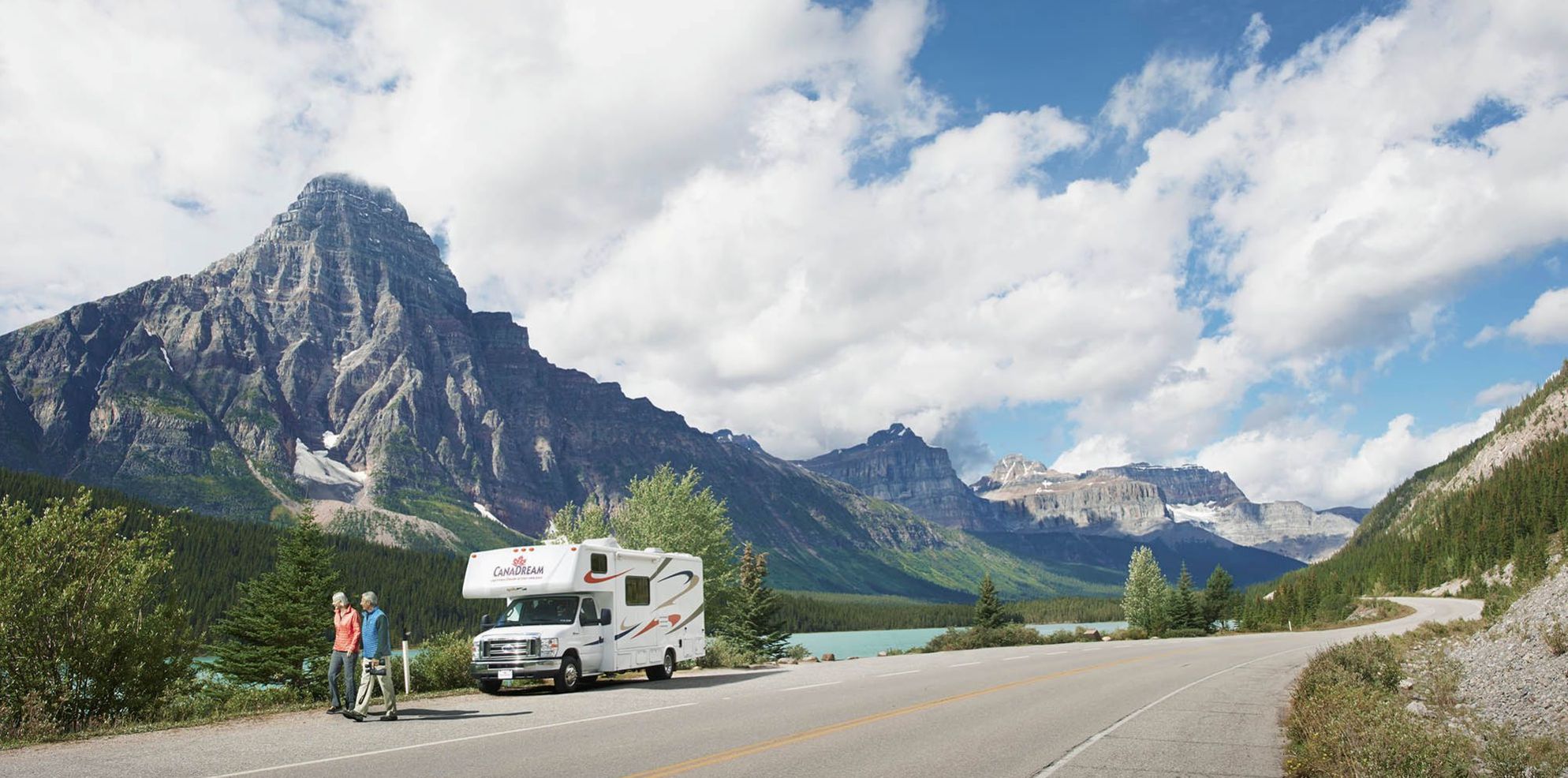 Summer RV Waterfowl Lake Travel Alberta