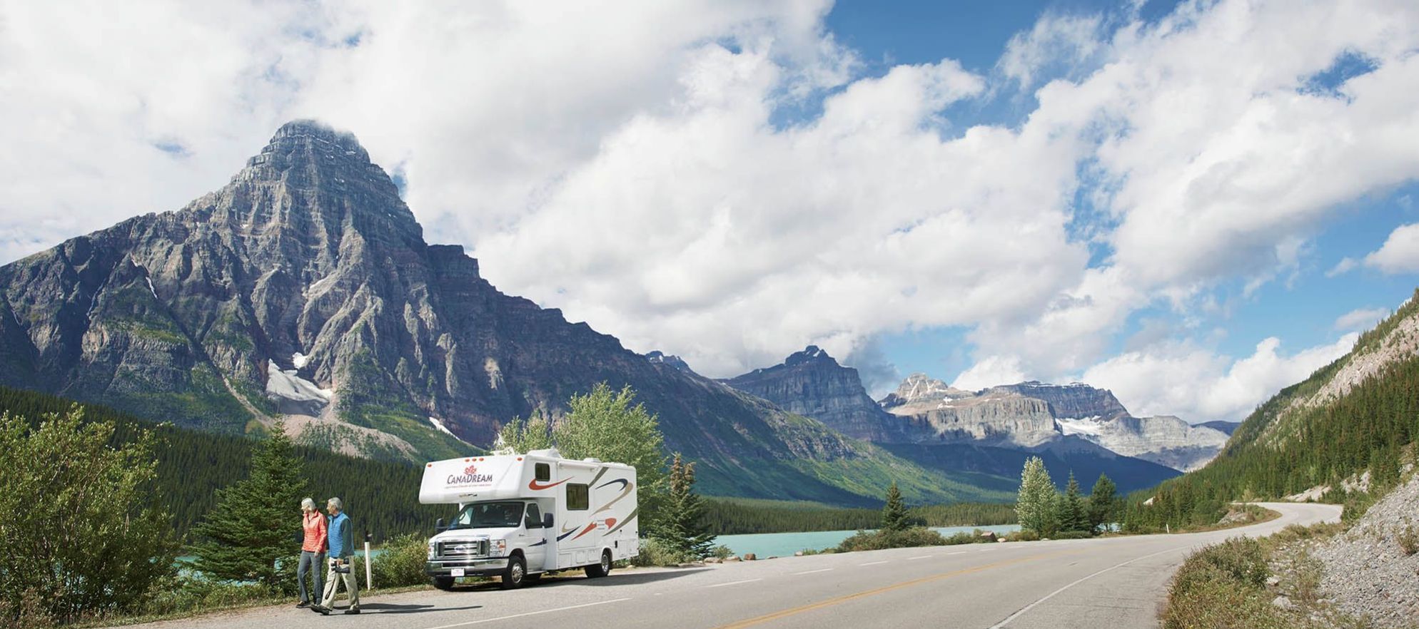 Summer RV Waterfowl Lake Travel Alberta