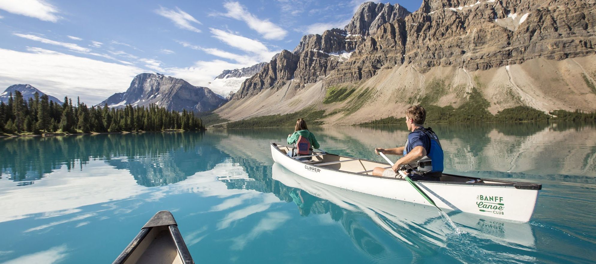Canoeing Bow Lake Banff National Park