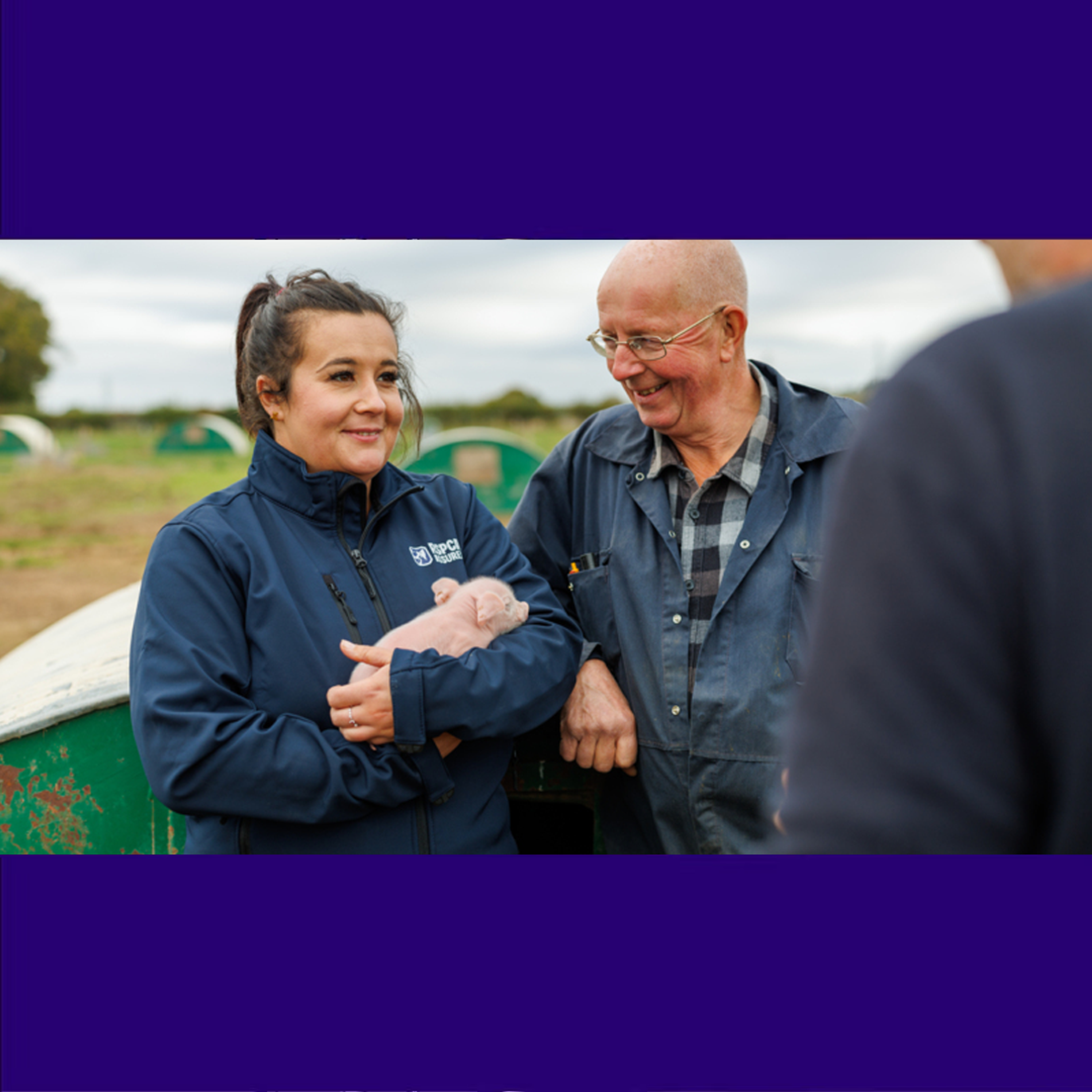 RSPCA Assured assessor with piglette