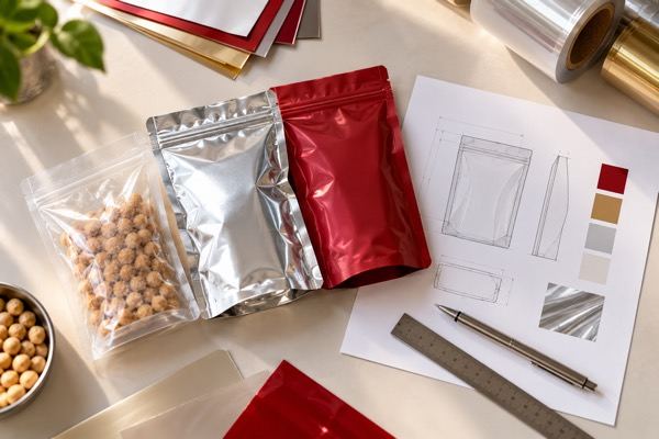 Sample pouches and a specification sheet