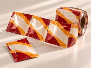 A string of small pouches joined by perforations