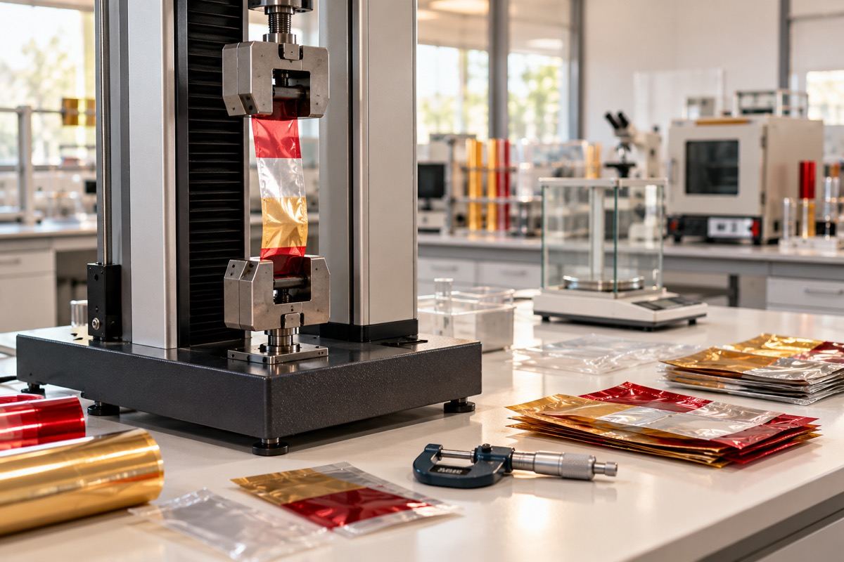 A seal strength test in the quality lab