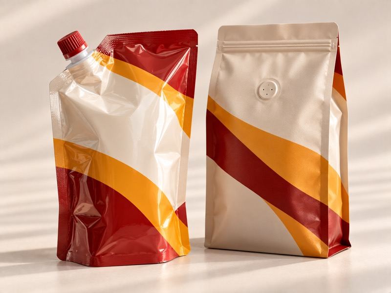 A spout pouch and a coffee pouch with a valve