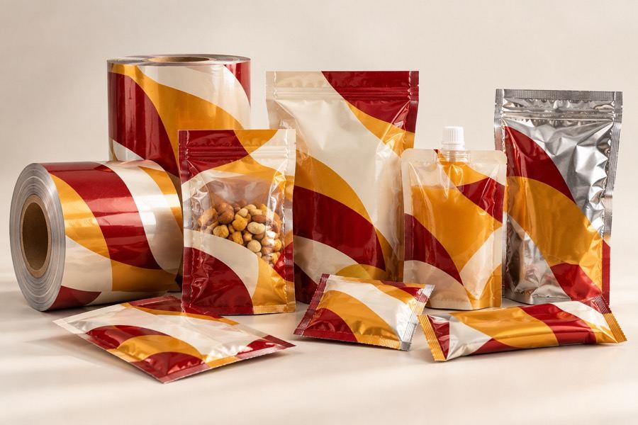 A group of pouches, rolls and bags