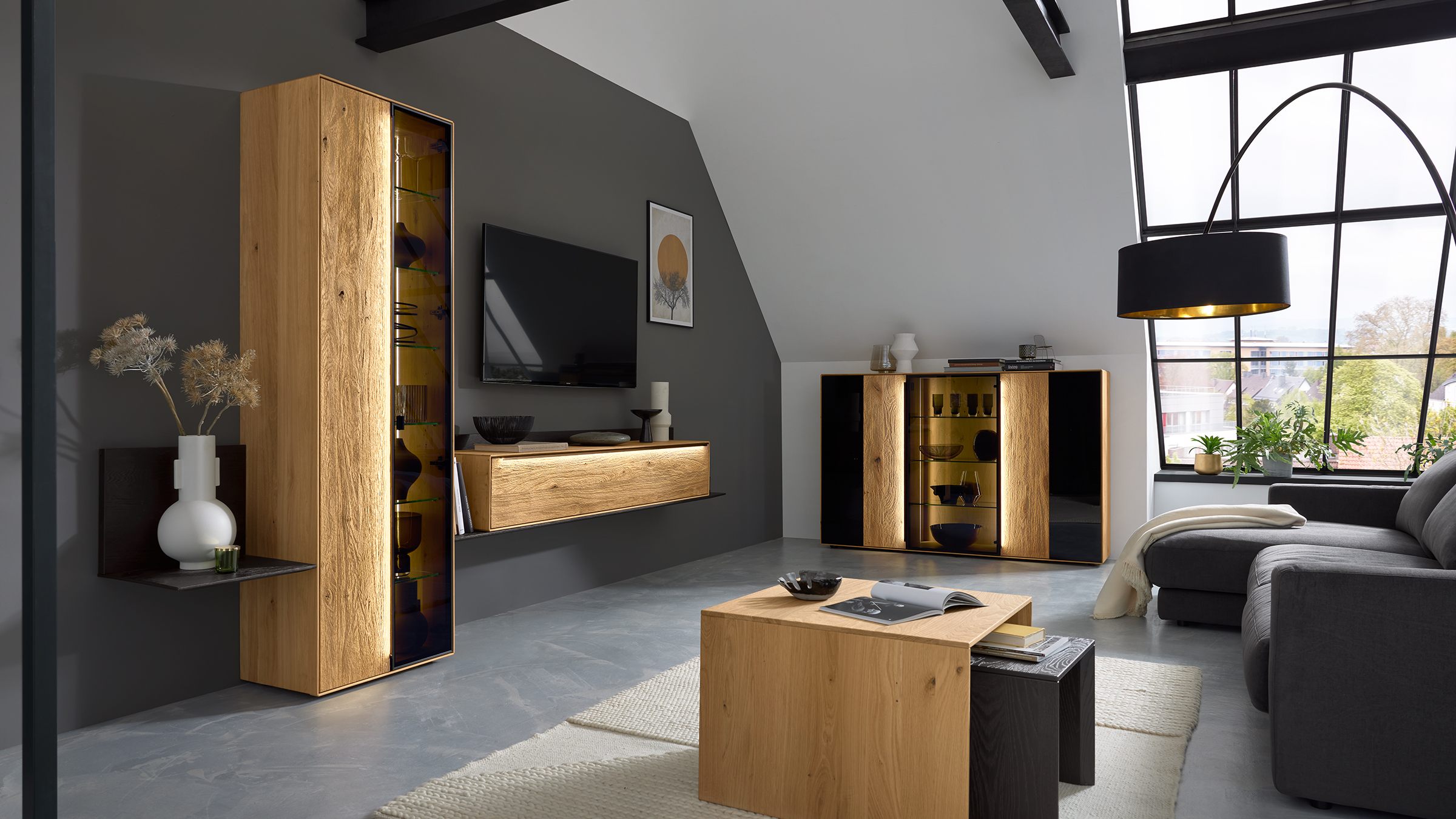 Decker Wohnzimmermöbel Serie Garda im Loftstil