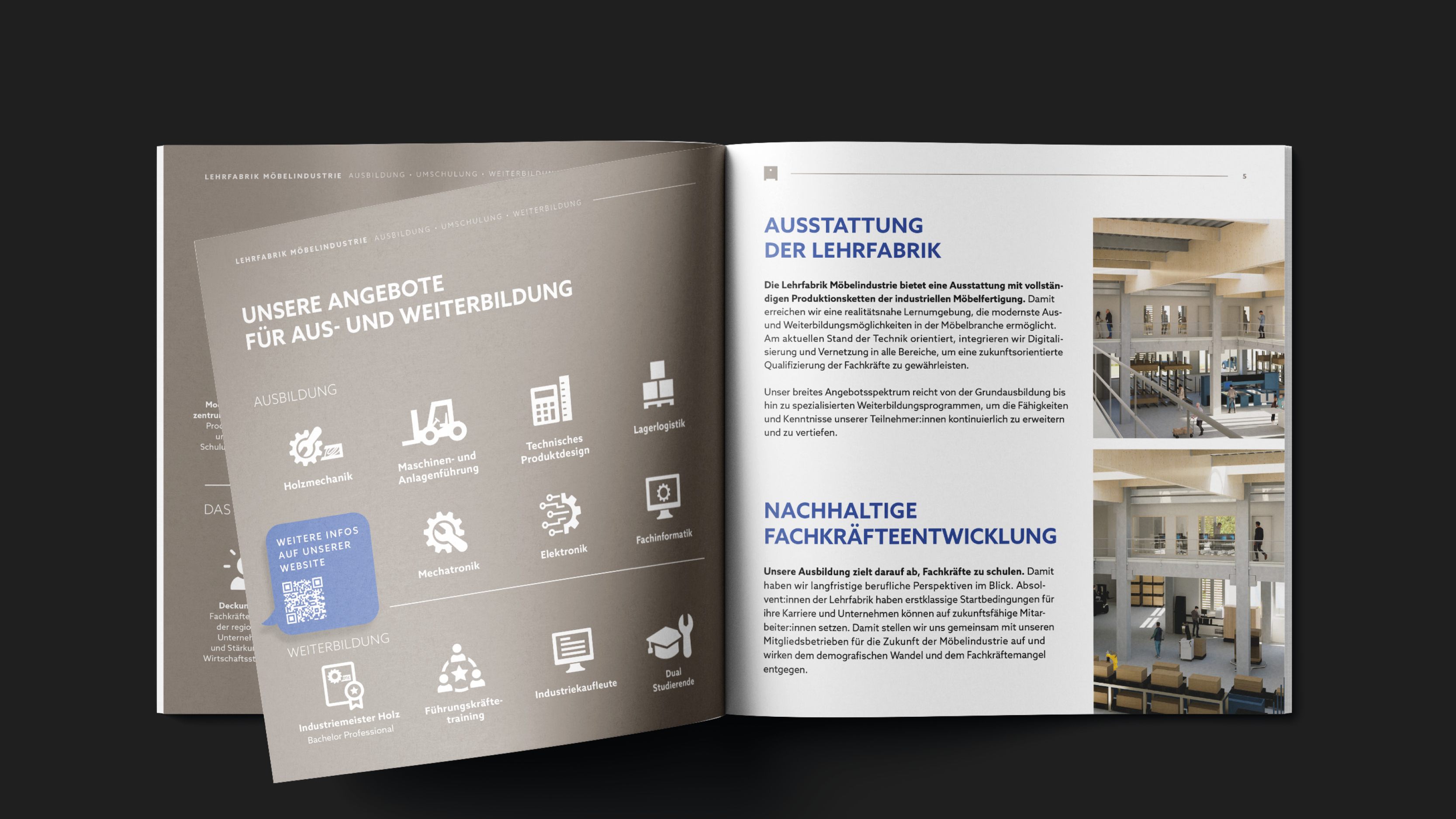 Lehrfarbrik Löhne CI-Entwicklung Corporate Design Mockup Broschüre