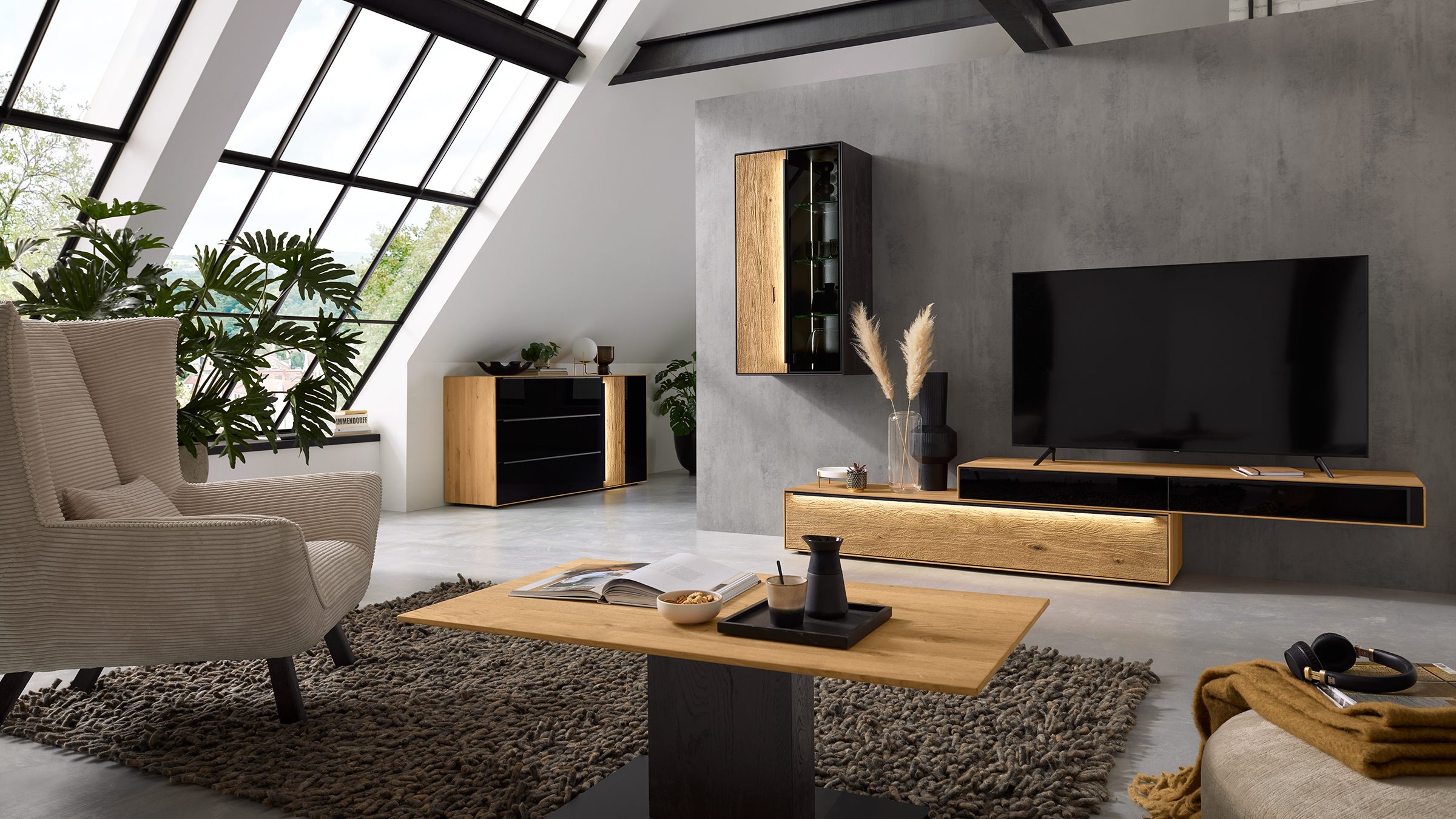 Decker Wohnzimmermöbel Serie Garda im Loftstil