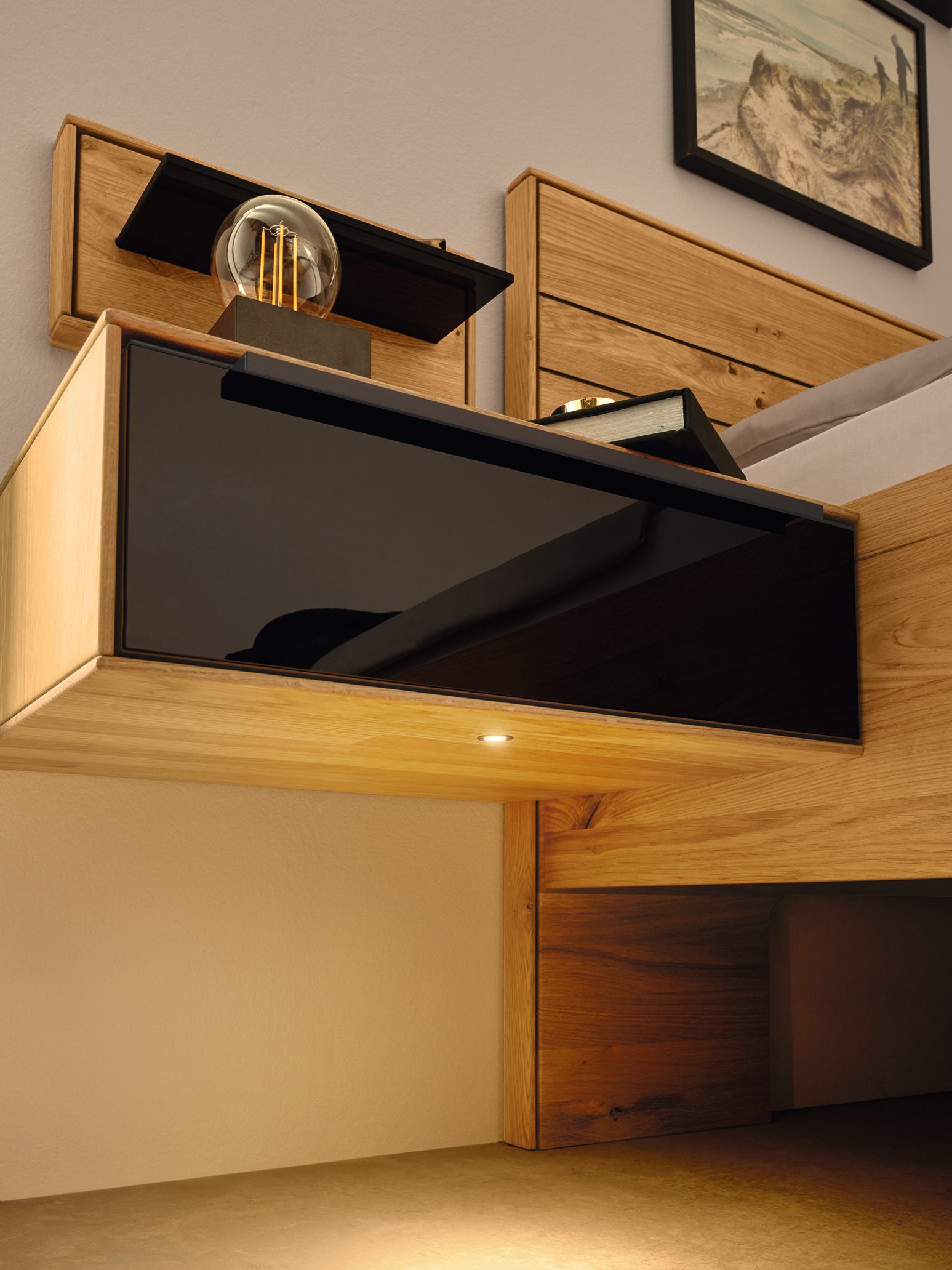 Decker Schlafzimmer Serie Nachtkonsole schwebend mit Licht