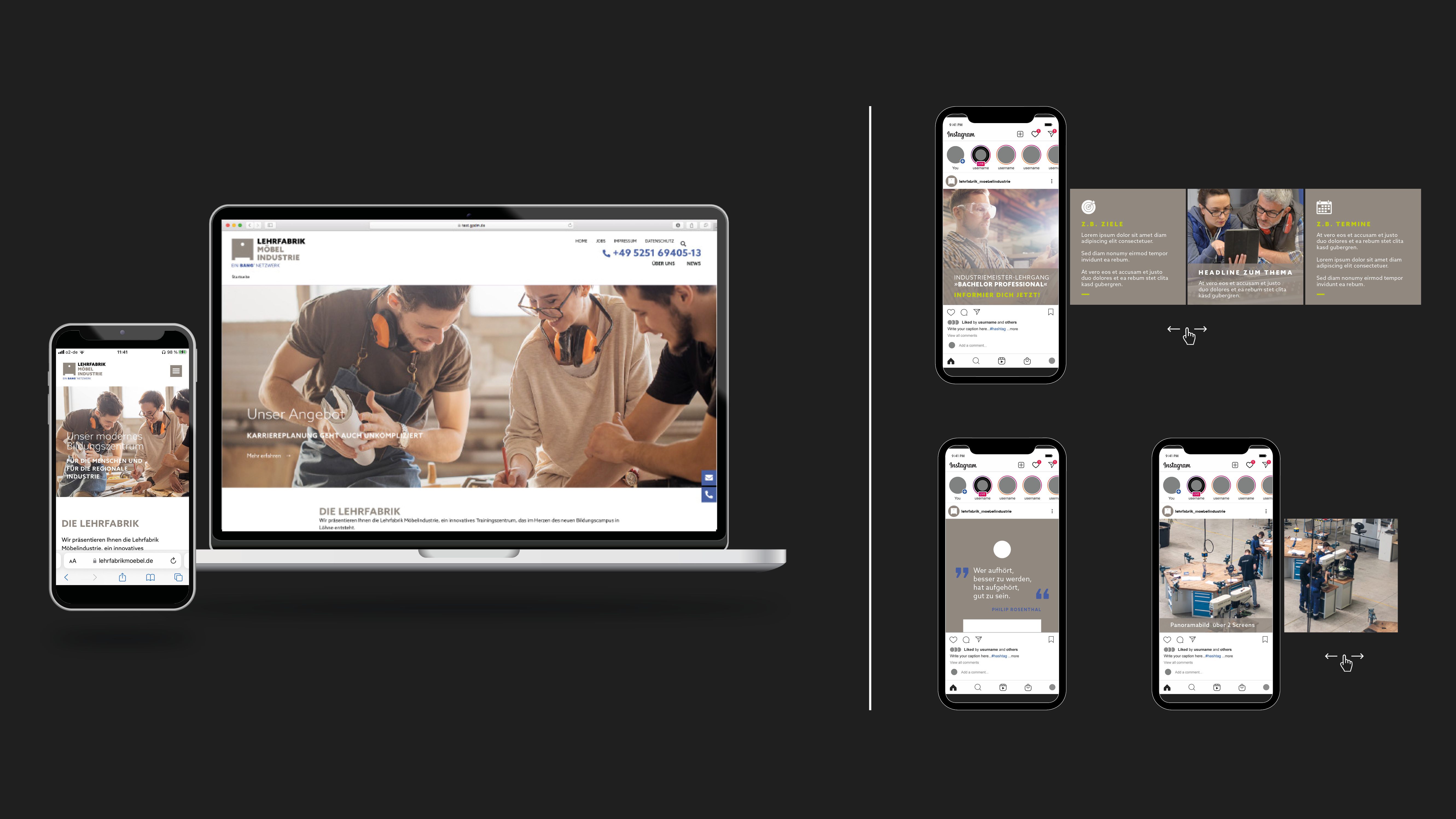 Lehrfarbrik Löhne CI-Entwicklung Corporate Design Canva Social Media Vorlagen