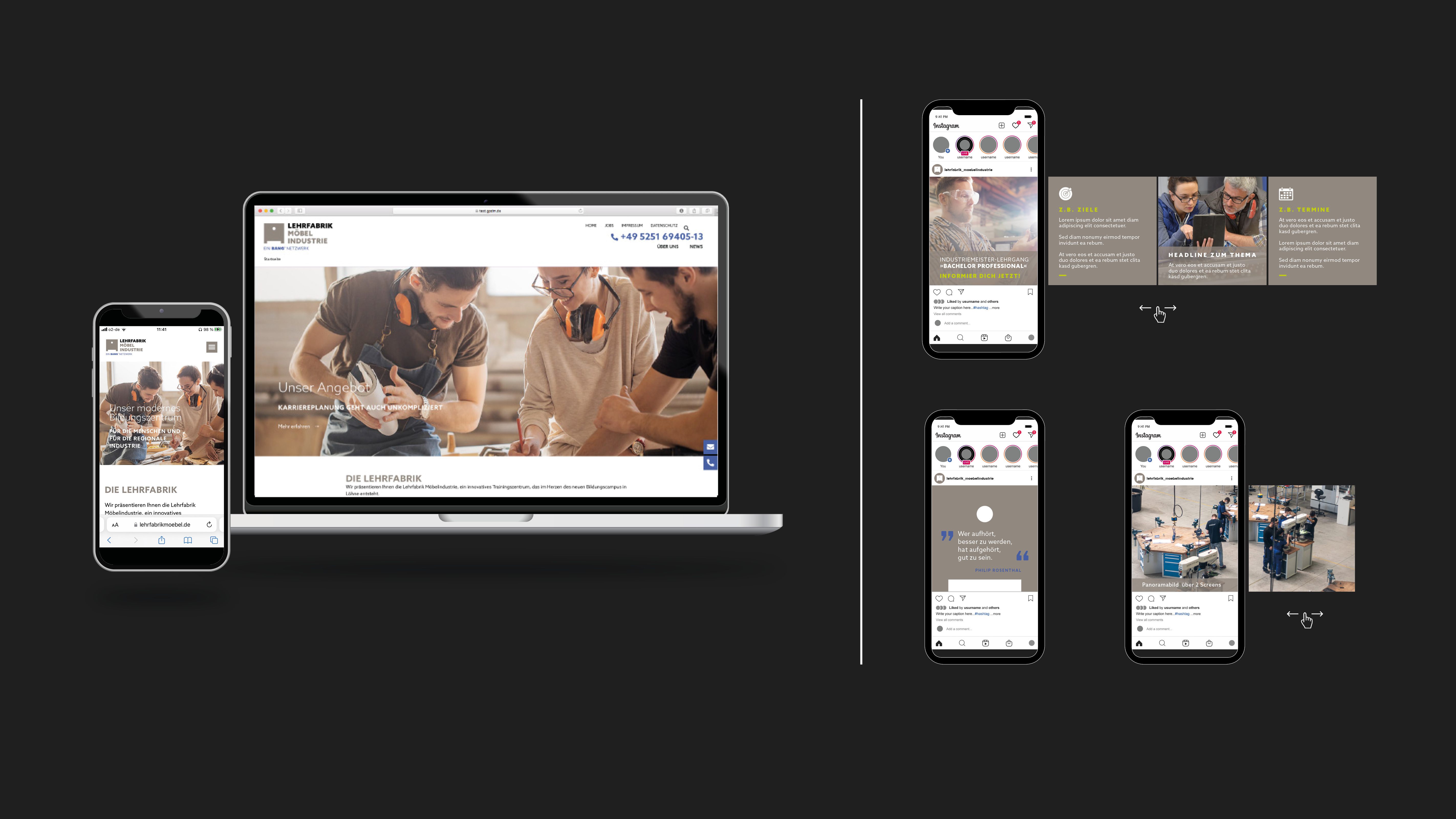 Lehrfarbrik Löhne CI-Entwicklung Corporate Design Canva Social Media Vorlagen
