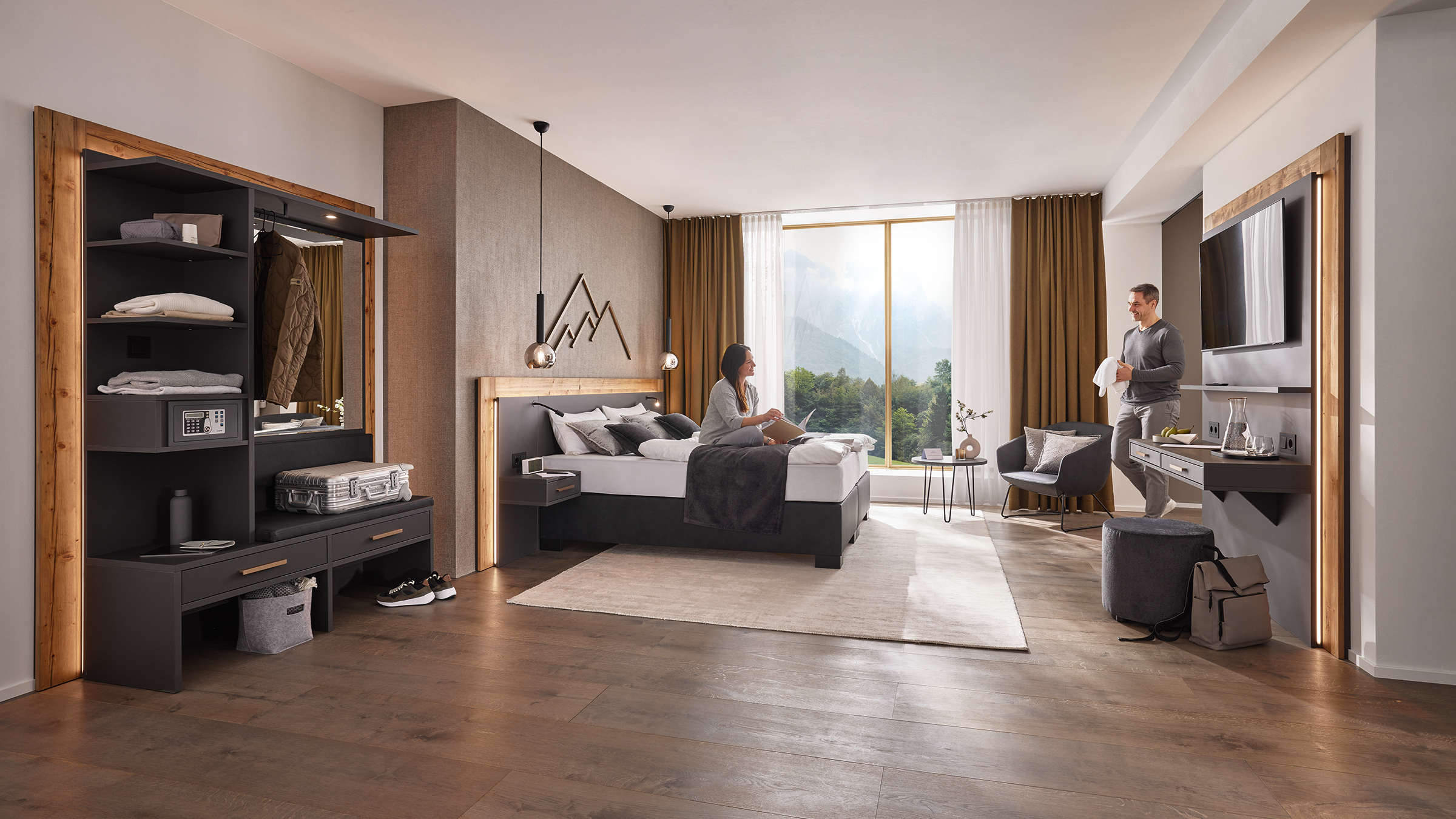 md Einrichtungssysteme Hotel Bergamo Altholz Modelschuss