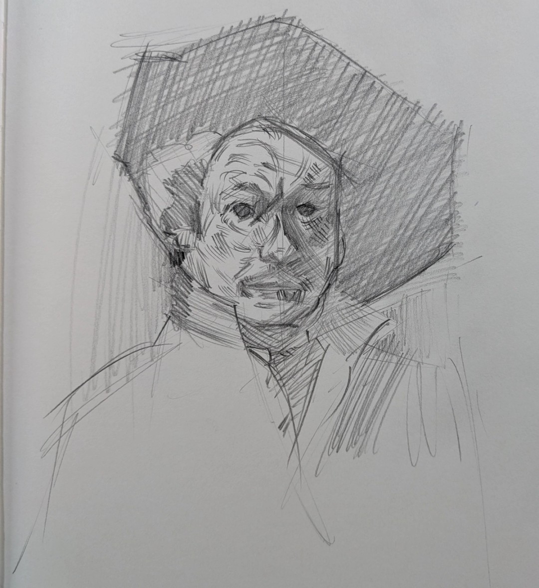 sketch of Rembrandts self portrait