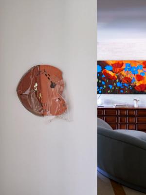 Heather Flow. Flow Advisory. Collecting artwork. How to collect art. Art advisor. Art consultant. Art Installation. Private art collection. Alisa Baremboym is a sculptor and painter who experiments across mediums to propel static objects into amorphous states. She uses technical processes and malleable materials to create pieces that resemble living organisms. In writing about her work, Alisa Baremboym states that,“Conflicting materialities are a process of perception, and that process is the site of production.” Substitute Impression, 2016 is a ceramic, organ-like form with a fleshy pink glaze. The materials are further contradictory in that the ceramic is organic and the acrylic and vinyl has been fabricated. Consciously (or not) the viewer perceives the balance of these opposing materials. In her fractured, blurred, and layered paintings, Jeanette Mundt evokes ideas of memory, perception and cultural constructs. Key to this equation is the removal of images, objects, and/or subjects from their original contexts. In Untitled (2020) flowers rendered in loose brushwork are layered atop tightly outlined blue and green flowers. The composition offers an allegorical understanding of the structures of natural and digital reality. Representation itself is chronographic and shows the movement of her practice towards a more abstract object of representation.