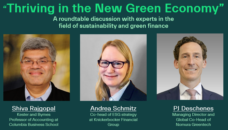 webinar guests Nomura GreenTech Columbia Business School Knickerbocker Financial Group