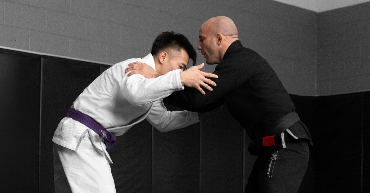 Wearing a Hayabusa Essential Gold Weave Jiu-Jitsu Gi offers protection during sparring