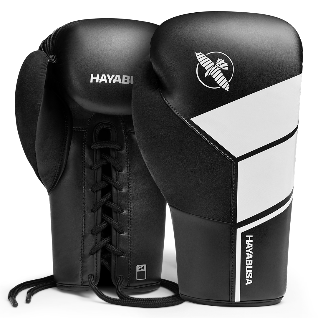 HAYABUSA S4 ボクシンググローブ Lサイズ 白黒 Hayabusa S4 Lace Up Boxing Gloves | Lace Training Gloves