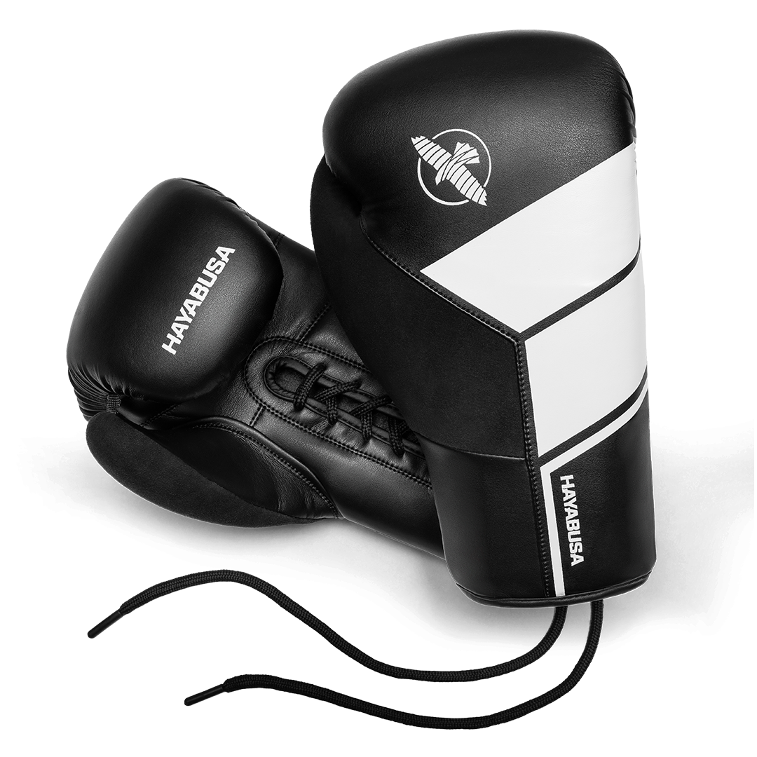 HAYABUSA S4 ボクシンググローブ Lサイズ 白黒 Hayabusa S4 Lace Up Boxing Gloves | Lace Training Gloves