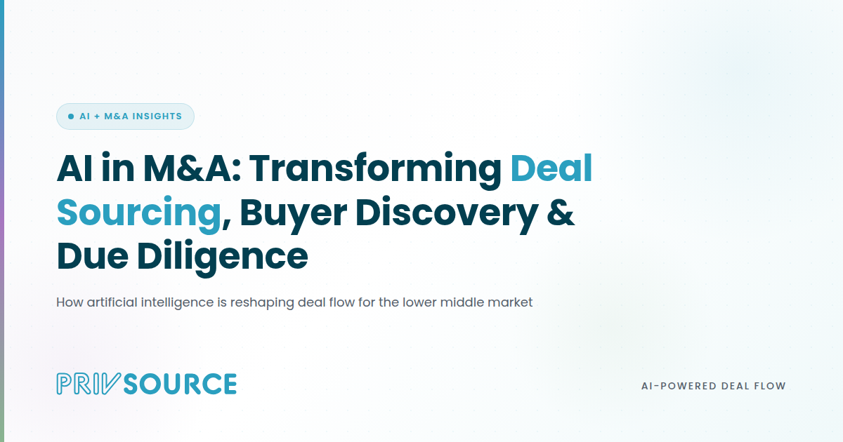 AI in M&A: How Artificial Intelligence Is Transforming Deal Sourcing, Buyer Discovery & Due Diligence