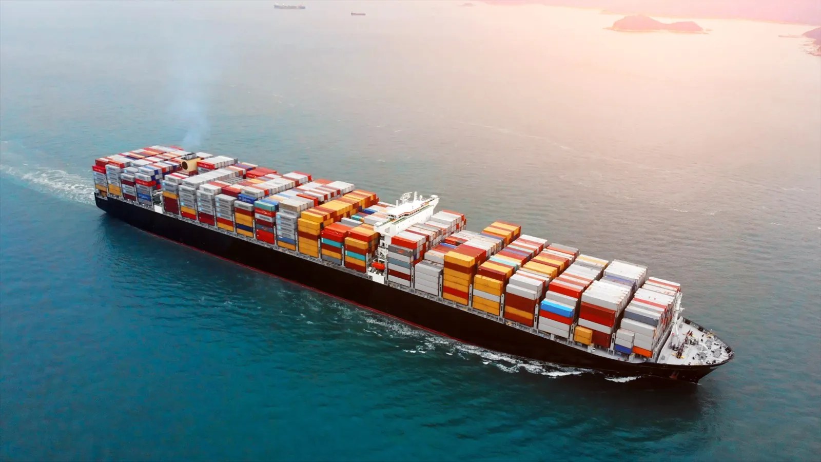 Container ship under way at sea