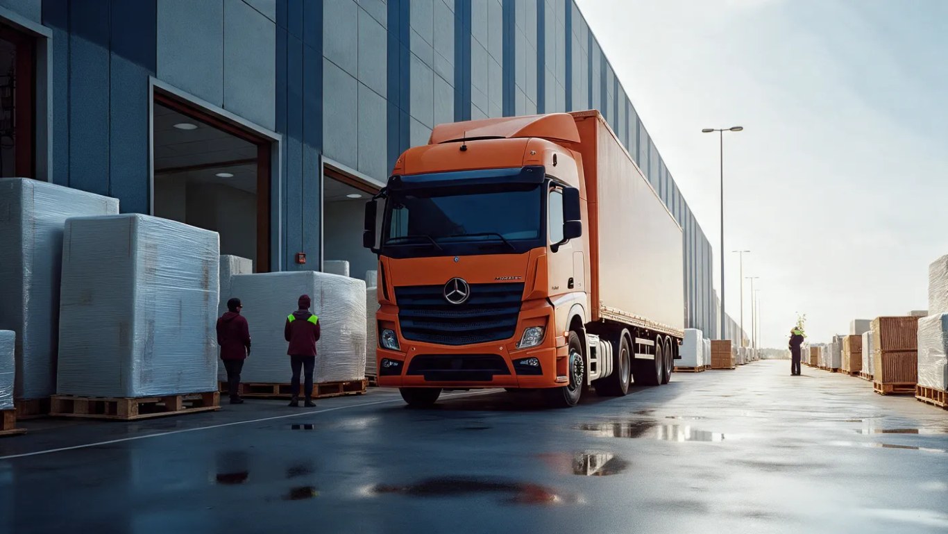 Road freight truck used for dangerous goods carriage to Portugal