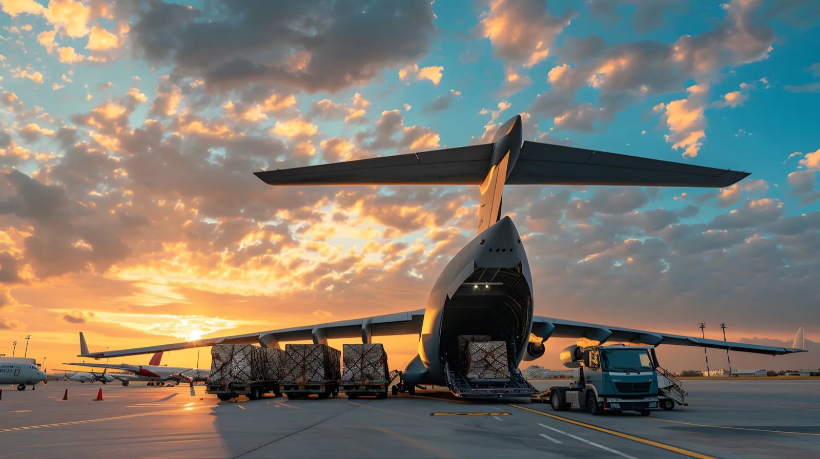 Cargo aircraft on the apron
