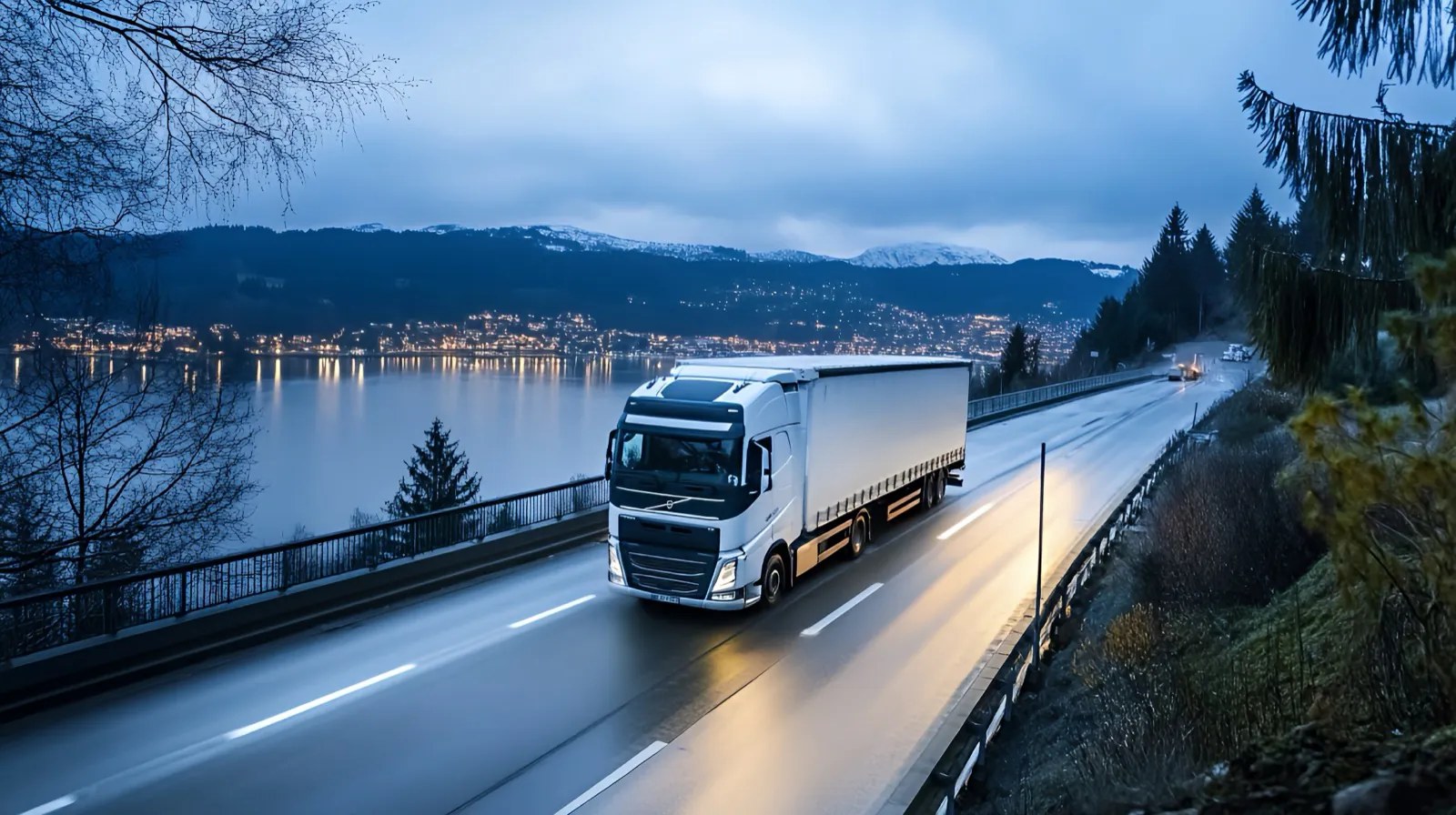 Freight lorry on an international route