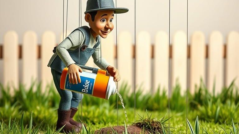 En dukke som heller AdBlue i gresset