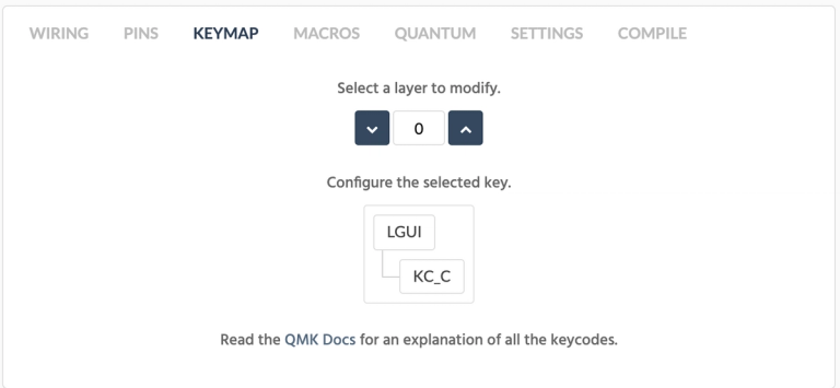 The setup for C key