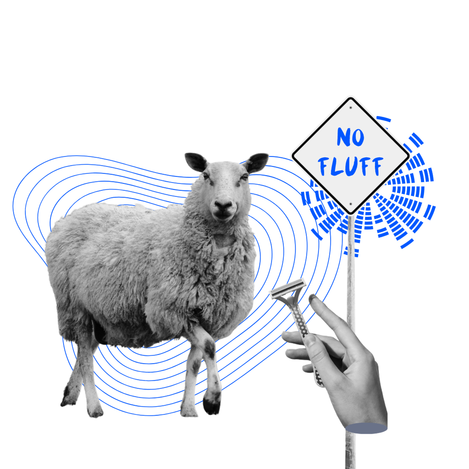 Vintage cut-out, sheared sheep, no fluff