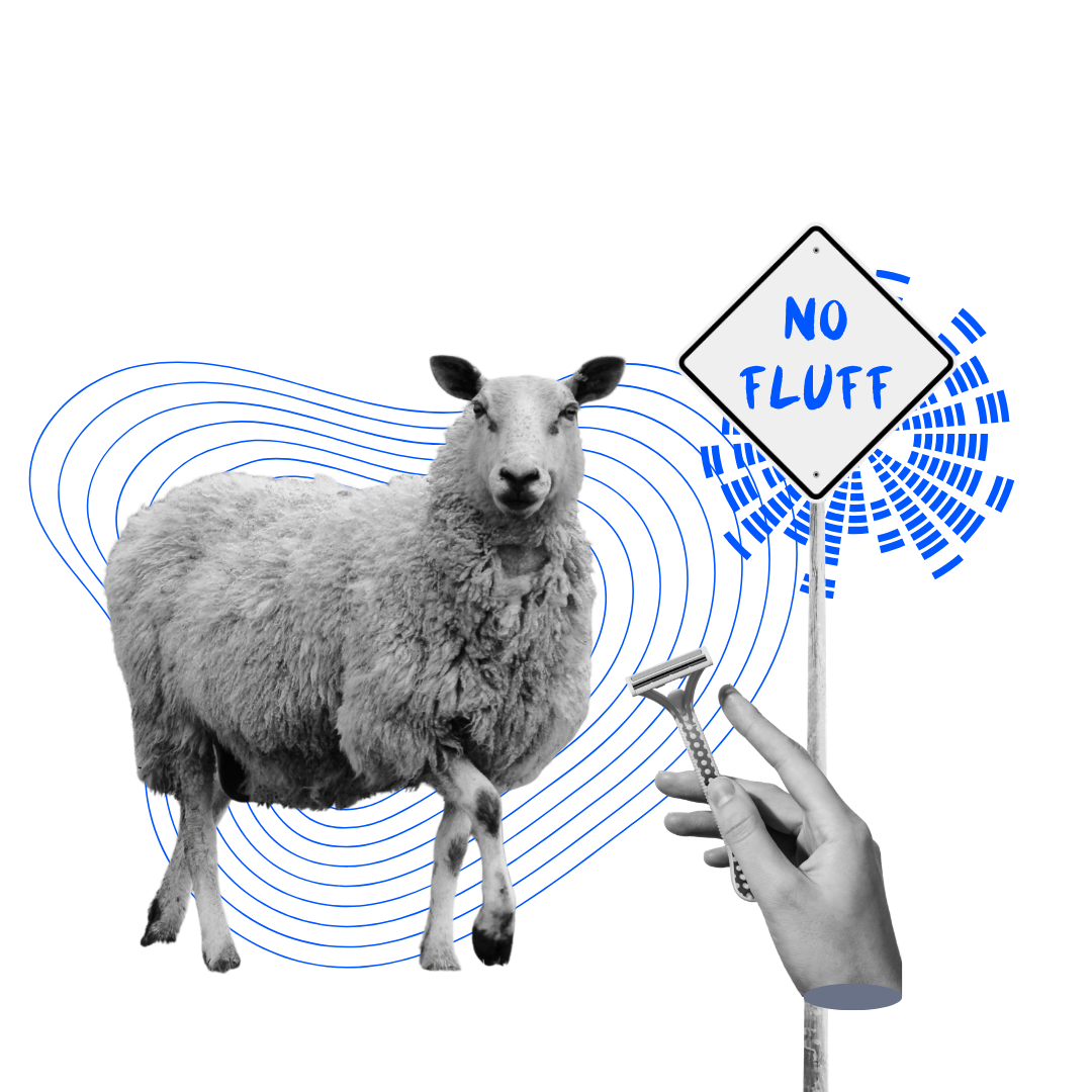 Vintage cut-out, sheared sheep, no fluff