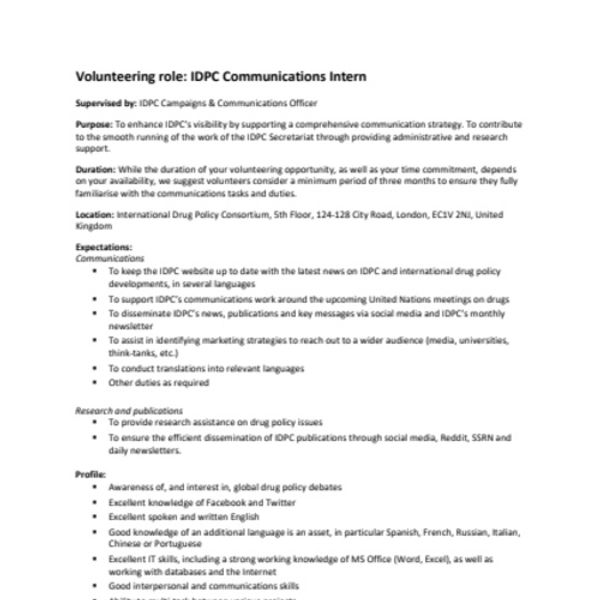IDPC is searching for a new communications volunteer - International ...