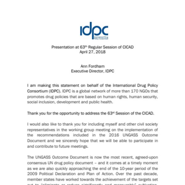 IDPC CICAD statement - International Drug Policy Consortium (IDPC)