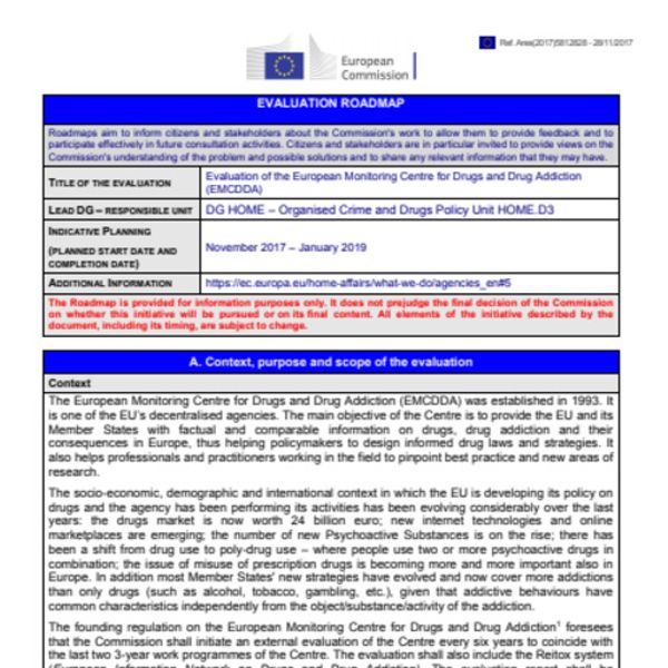 Evaluation of the European Monitoring Centre for Drugs and Drug ...